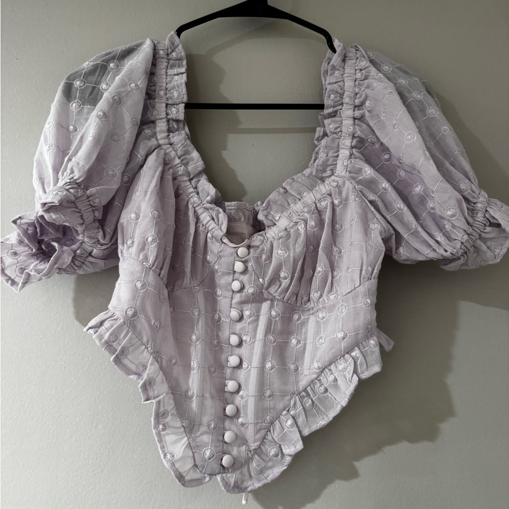 Sabo Skirt Lavender Puff Sleeve Top